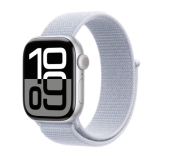 Apple Watch Series 10, 46 мм, корпус из алюминия серебристого цвета, спортивный ремешок цвета «синий деним» M/L