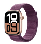Apple Watch Series 10, 46 мм, корпус из алюминия цвета «розовое золото», спортивный браслет сливового цвета