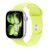 Apple Watch Series 11 46mm GPS Silver Aluminum Case Neon Yellow Sport Band M/L