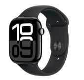 Apple Watch Series 10, 42 мм, корпус из алюминия цвета «черный глянец», спортивный браслет темно-синего цвета