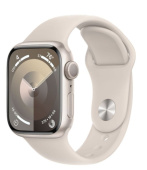 Apple Watch Series 9, 41 мм, корпус из алюминия цвета «сияющая звезда», спортивный ремешок цвета «сияющая звезда»